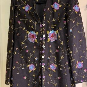 Moyna Black Jacket with Floral Embroidery